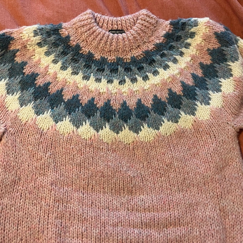 Brooks Brothers Dusty Pink Nordic Yoke Sweater